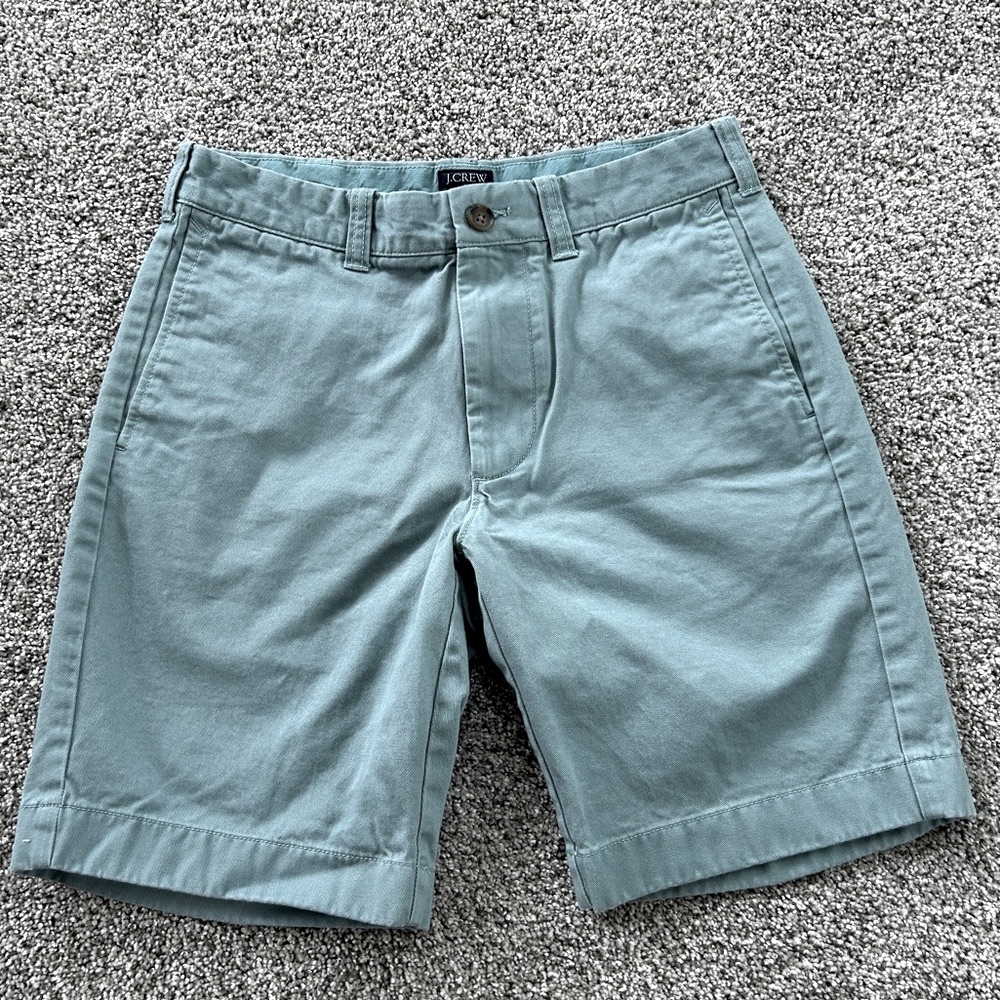 J. Crew Men's "Gramercy" Chino Short 29W x 8.5" Inseam Cotton Flat Front Green